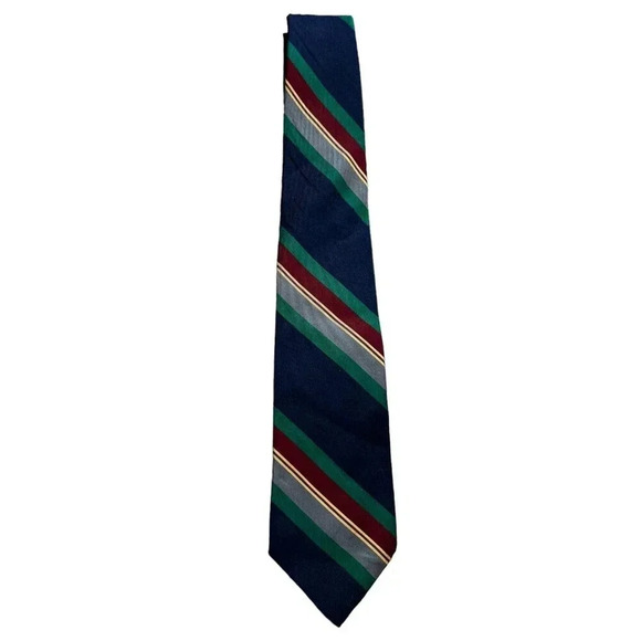 Land’s End Navy Striped Silk Tie - Picture 1 of 3